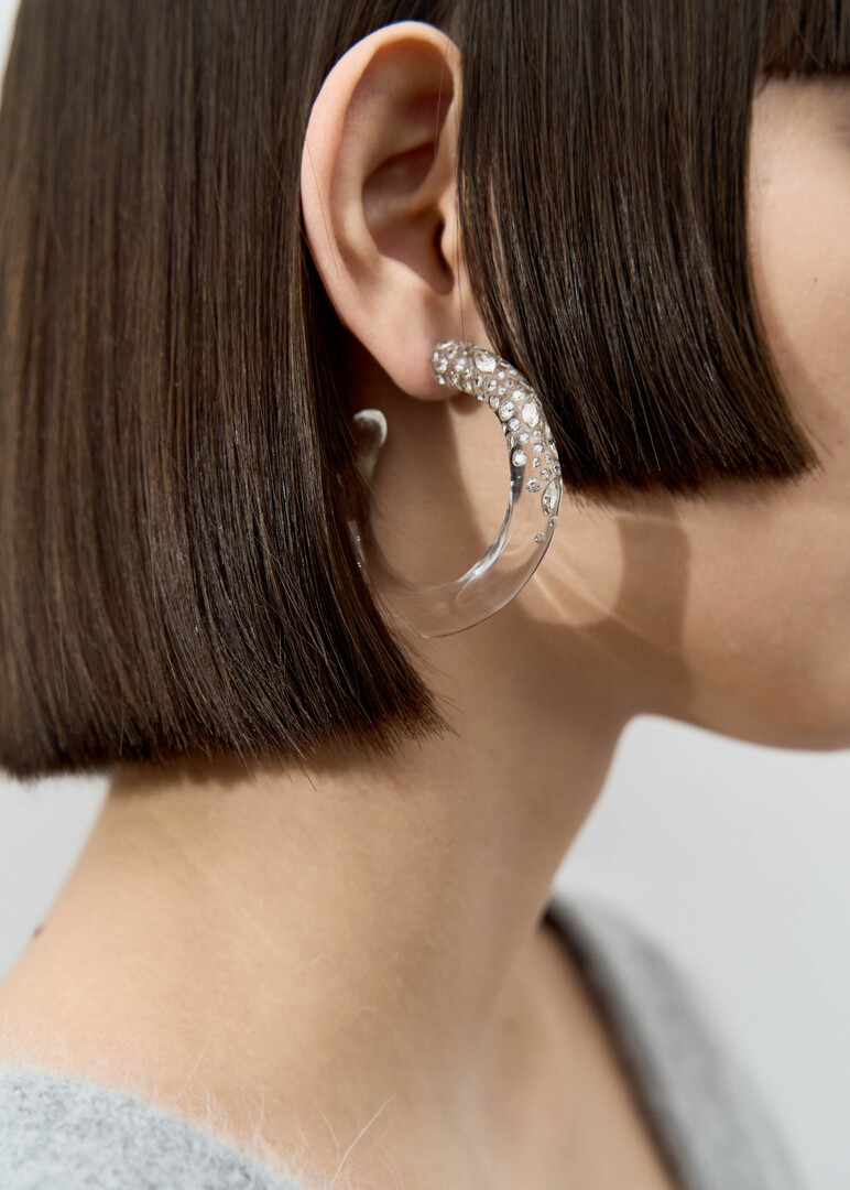 серебристые серьги confetti crystal lucite