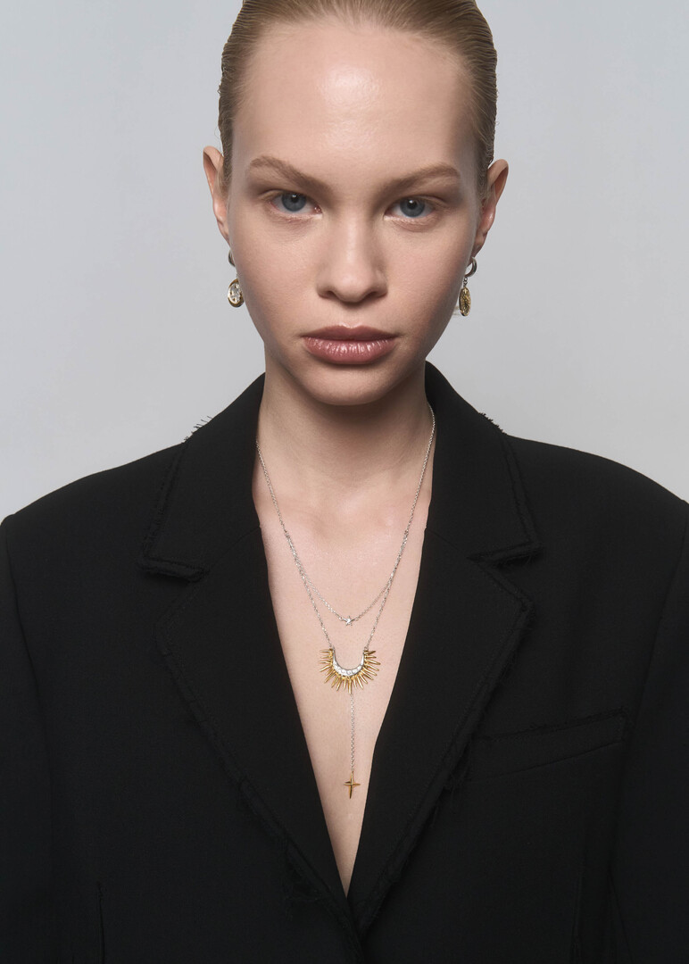 Gilded silver necklace with cubic zirconia «Money Magnet».