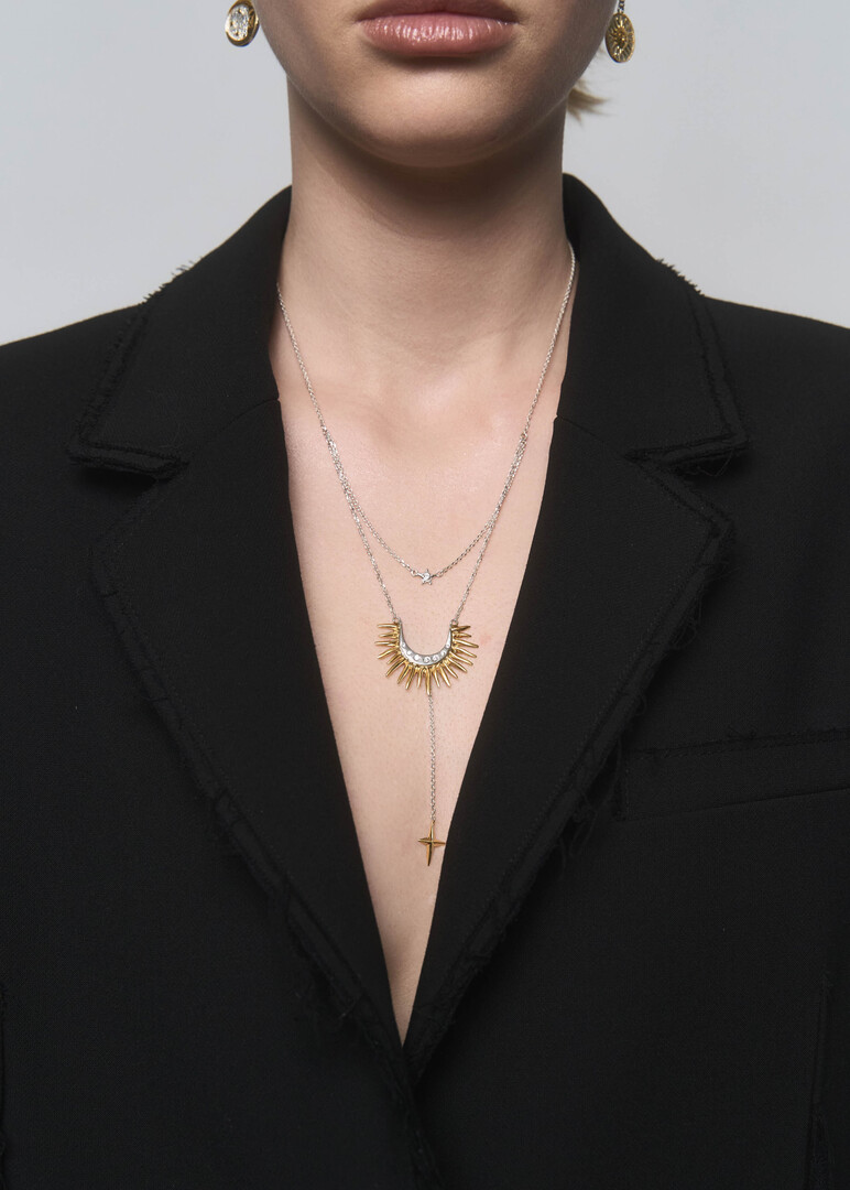 Gilded silver necklace with cubic zirconia «Money Magnet».