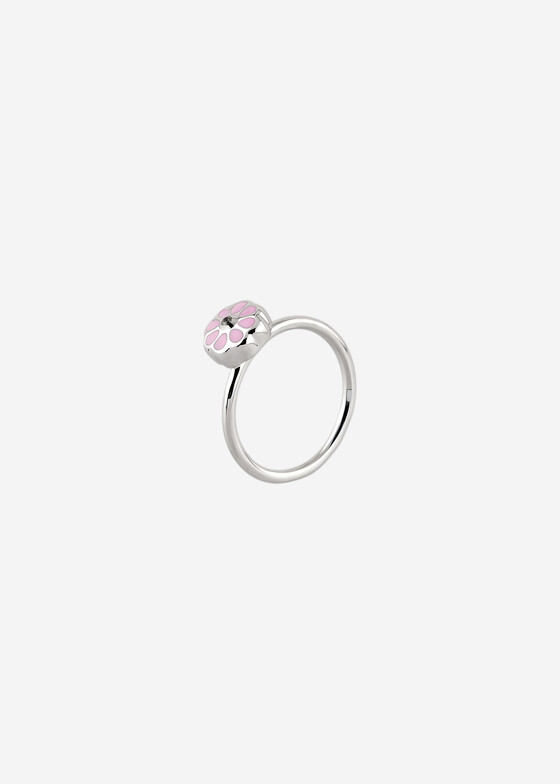 Тонкие кольца УРА jewelry Кольцо из серебра «Булочка» с розовой эмалью