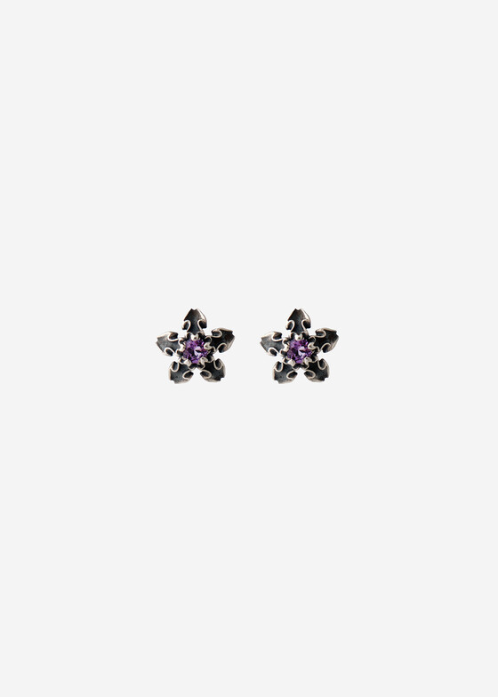 Пусеты NoBrandName Пусеты из серебра с аметистом Baroque purple Sparkle