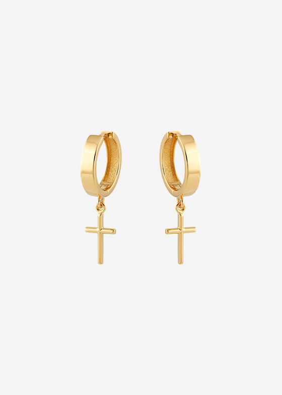 Серьги средней длины GOLDENGAL Позолоченные серьги с крестами из серебра