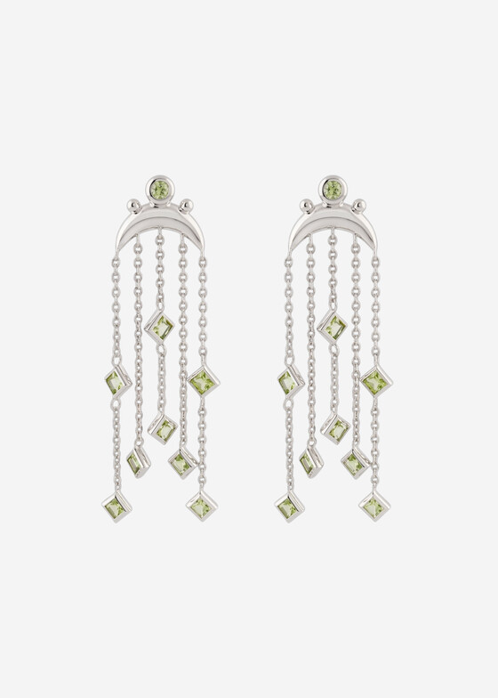 Длинные серьги Wisteria Gems Длинные серьги из серебра с хризолитом и хрусталем