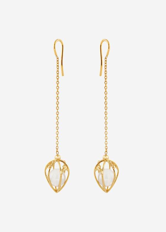 Серьги средней длины Wisteria Gems Позолоченные длинные серьги из серебра с хрусталем