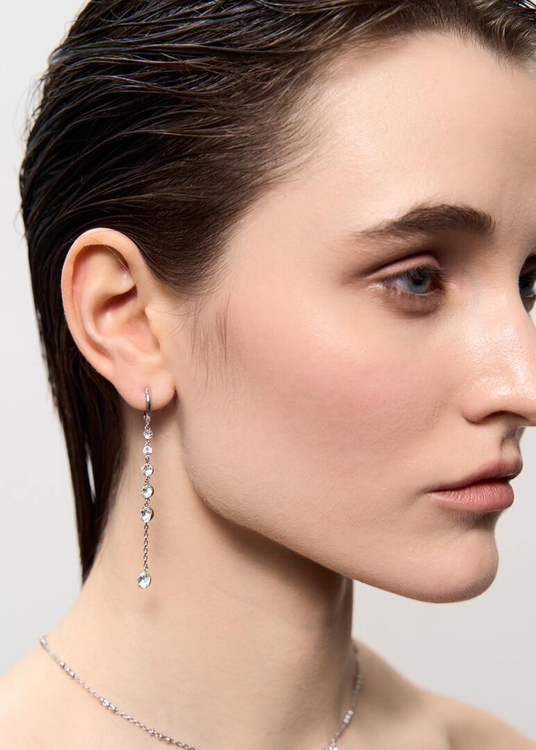 Silver earrings with crystals EARRINGS SYMPHONIA