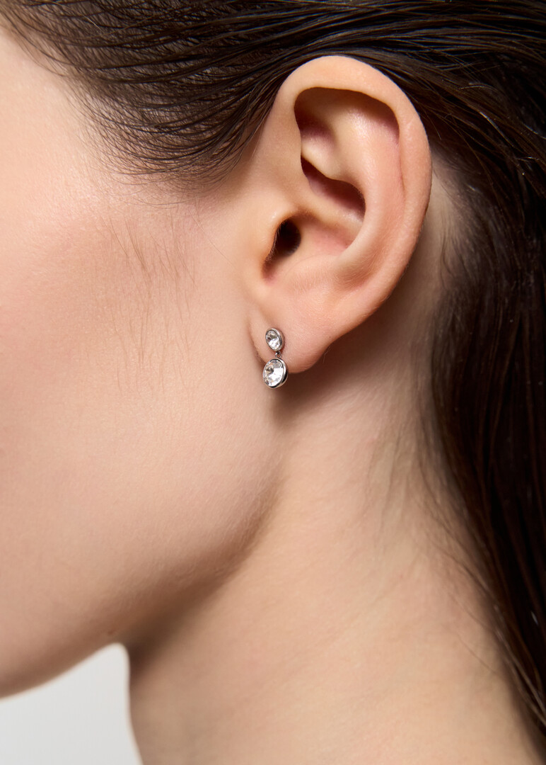 Silver earrings with transparent crystals EARRINGS SYMPHONIA