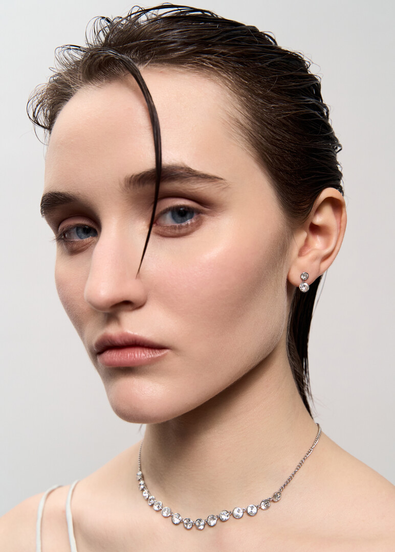 Silver earrings with transparent crystals EARRINGS SYMPHONIA
