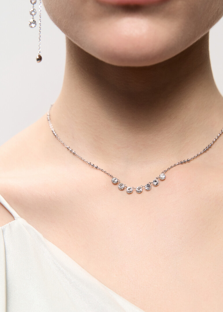 Silver necklace with crystals NECKLACE SYMPHONIA
