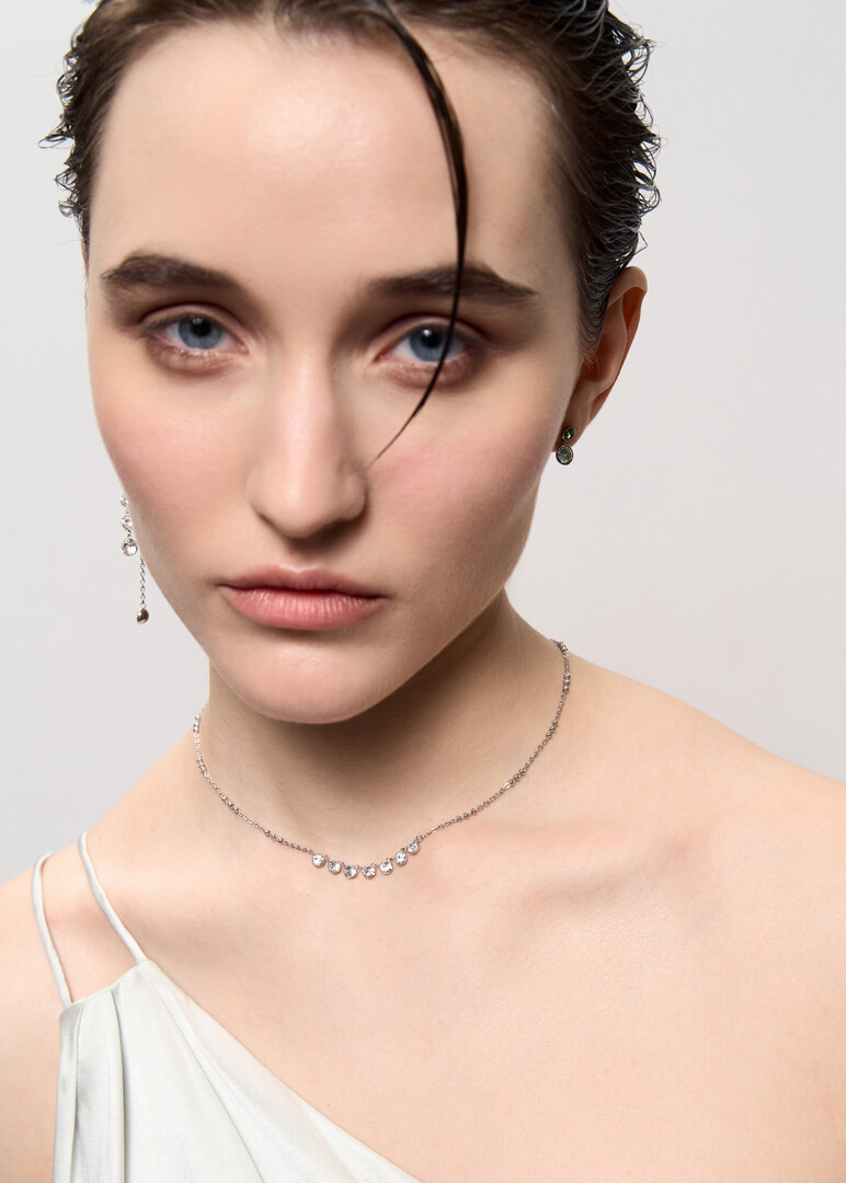 Silver necklace with crystals NECKLACE SYMPHONIA