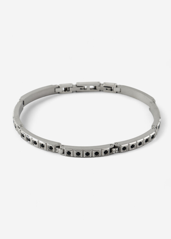Тонкие браслеты Brosway Серебристый браслет с черными кристаллами BRACELET FORGE