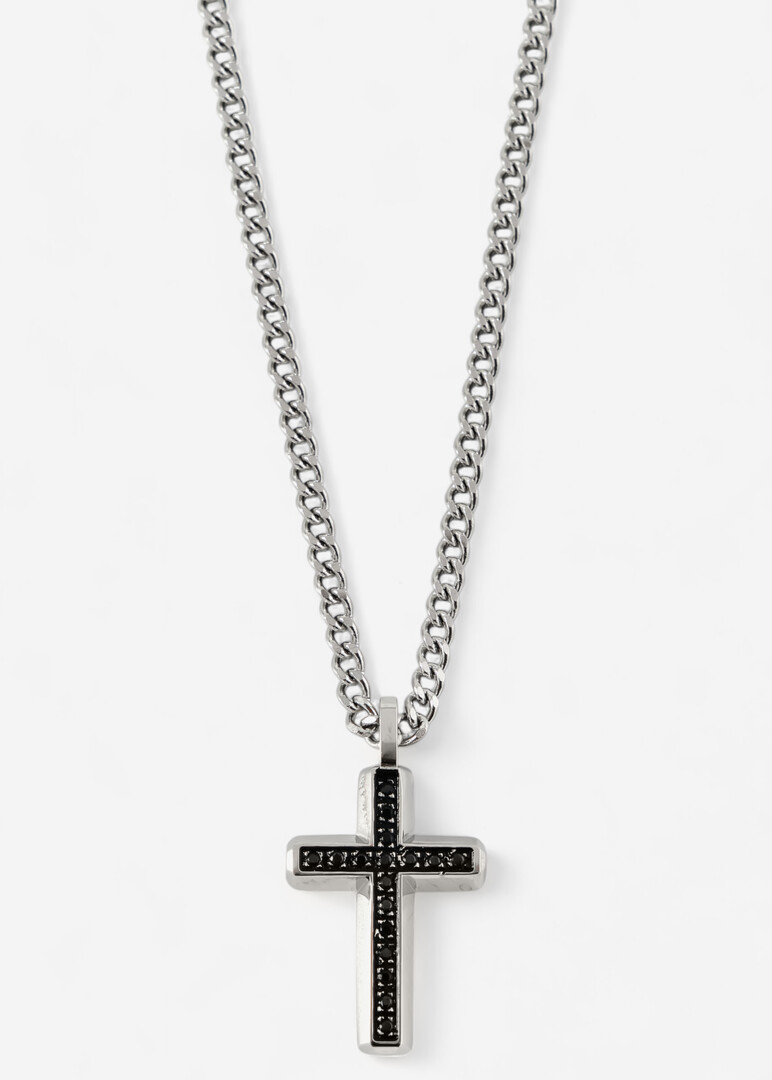 silver-tone black cubic zirconia necklace NECKLACE BACKLINER