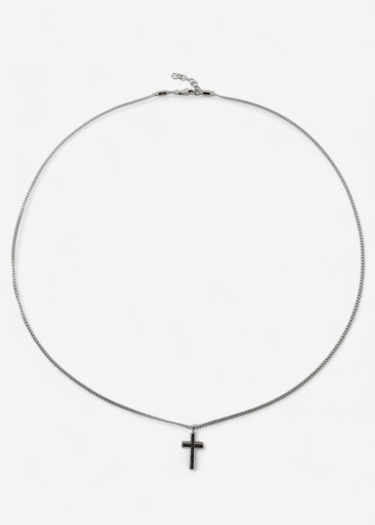 silver-tone black cubic zirconia necklace NECKLACE BACKLINER