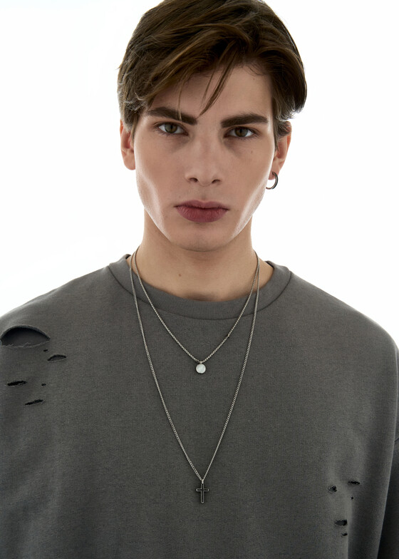 Кулоны и подвески Brosway Серебристое колье с черным фианитом NECKLACE BACKLINER
