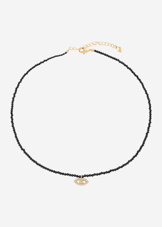 Колье из бусин Wisteria Gems Чокер из черной шпинели с подвеской глазом