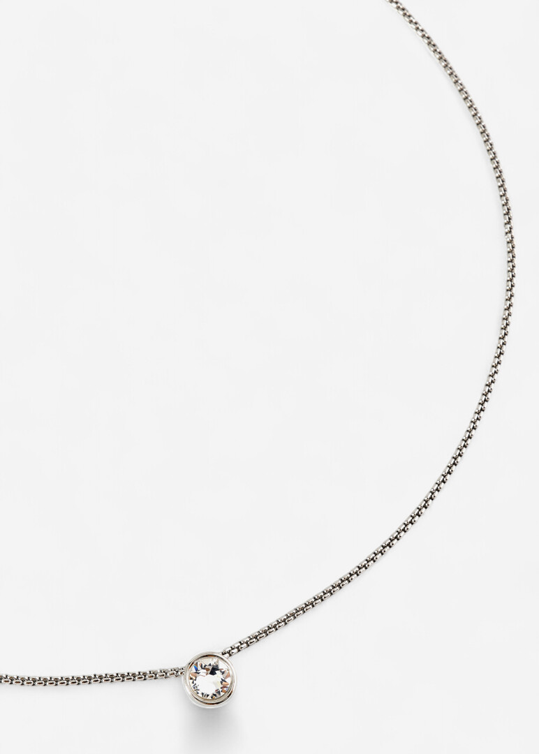 silver necklace with crystal pendant