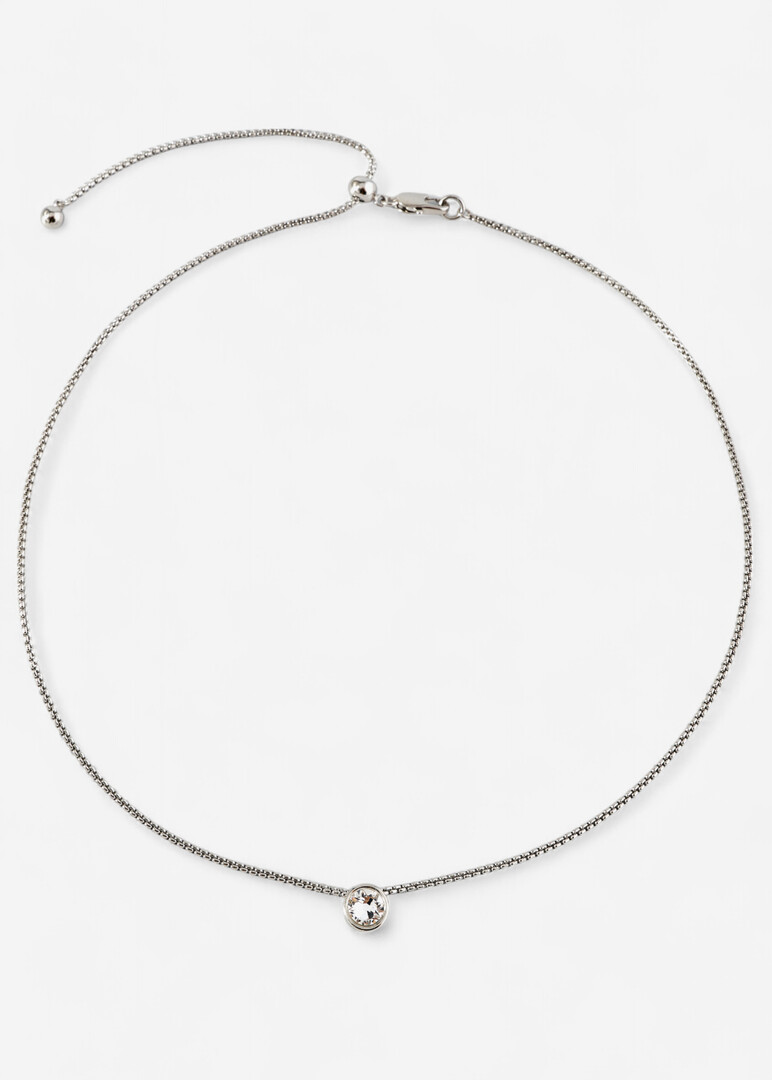 silver necklace with crystal pendant