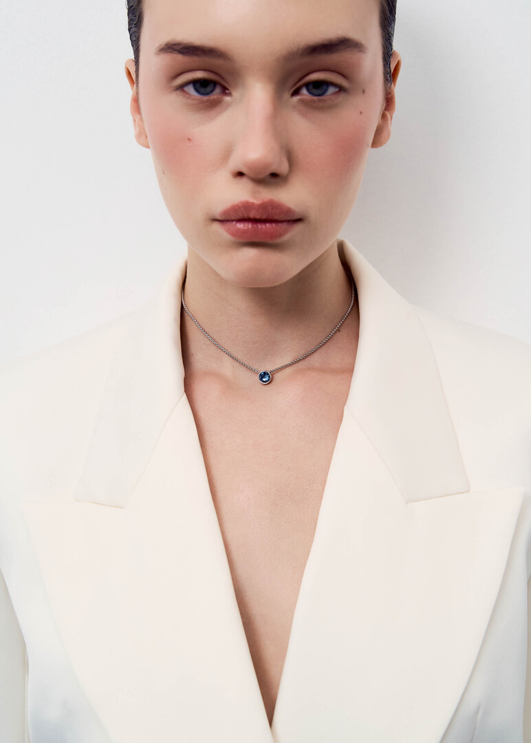 silver necklace with crystal pendant