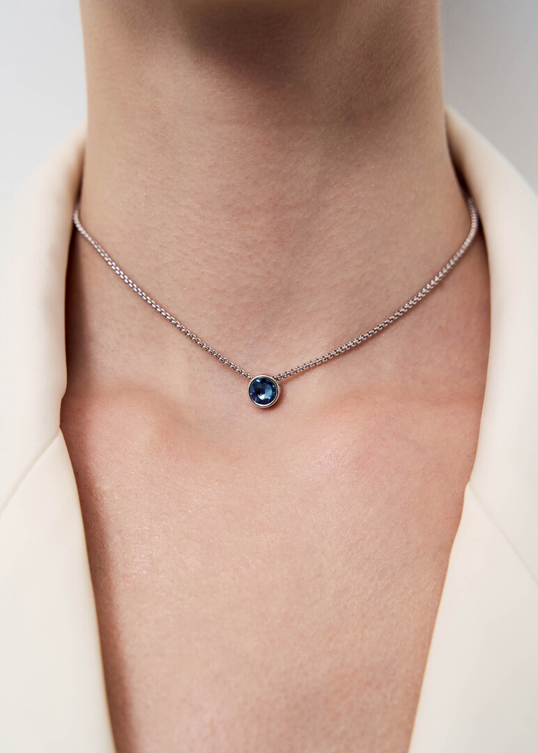 silver necklace with crystal pendant