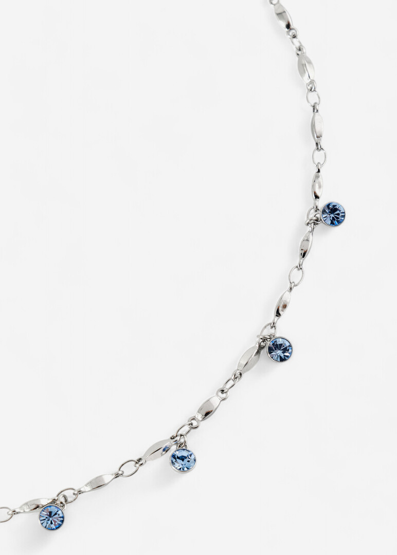 Серебристое колье с голубыми кристаллами NECKLACE SYMPHONIA