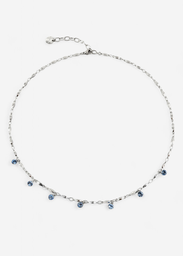 Серебристое колье с голубыми кристаллами NECKLACE SYMPHONIA