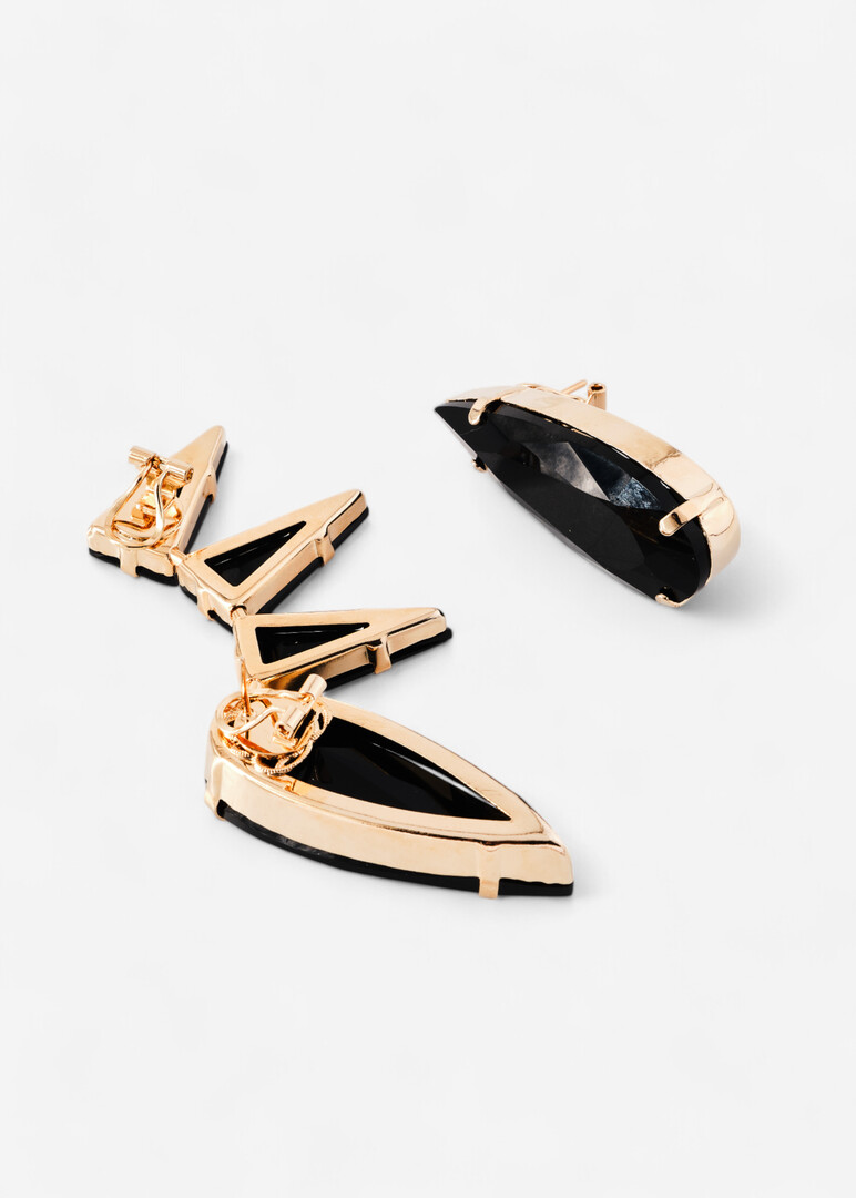 Асимметричные серьги с чёрными кристаллами