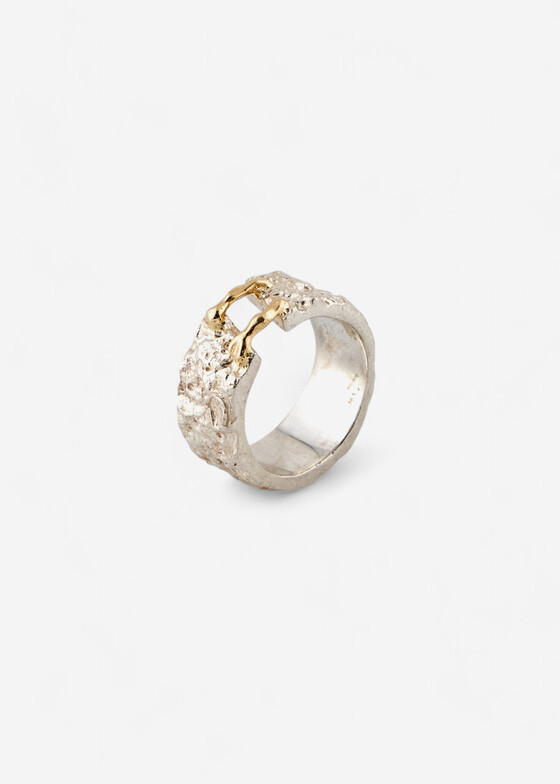 Широкие кольца Kintsugi Jewelry Кольцо из серебра Volcanic power