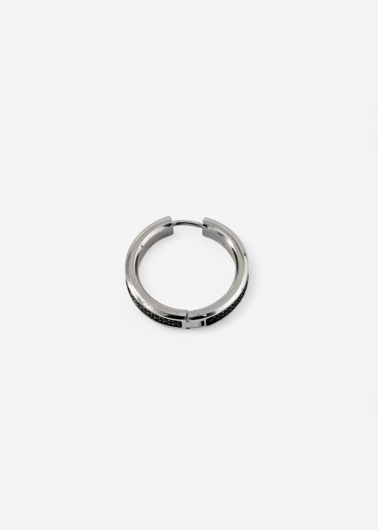 silver-tone black cubic zirconia SINGLE EARRING INK