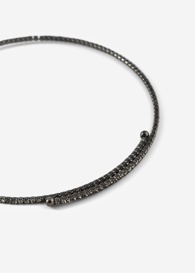 black choker with crystals and a cross