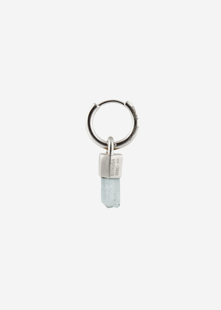 silver mono earring with grey quartz Earring Classic with Wild Crystal