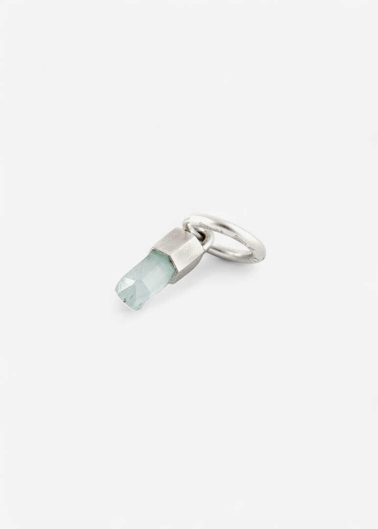 silver mono earring with grey quartz Earring Classic with Wild Crystal