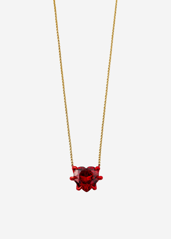 Акцентные колье Dzhanelli Jewellery Золотистое колье из серебра с фианитами «Сердце в когтях» ROCK
