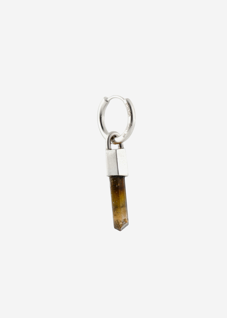 silver mono earring with brown quartz Earring Classic with Wild Crystal
