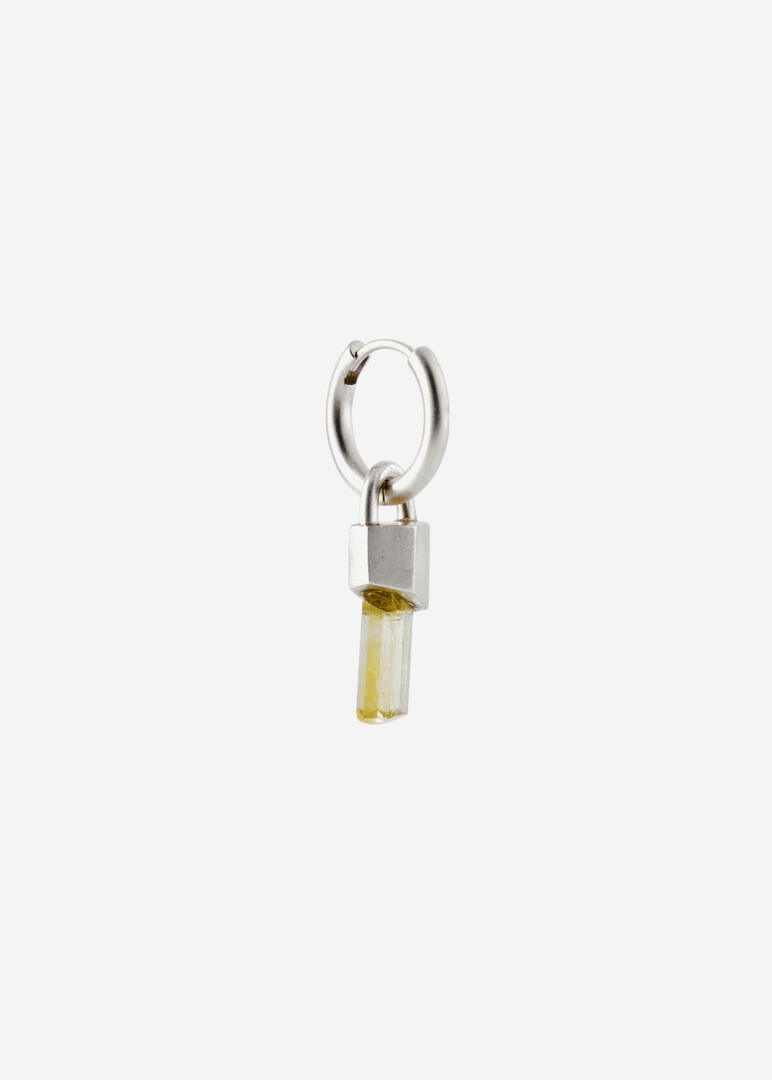 silver mono earring with yellow quartz Earring Classic with Wild Crystal