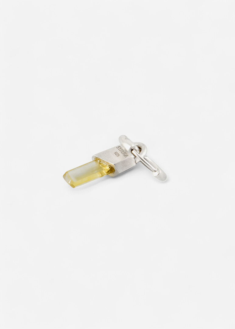 silver mono earring with yellow quartz Earring Classic with Wild Crystal
