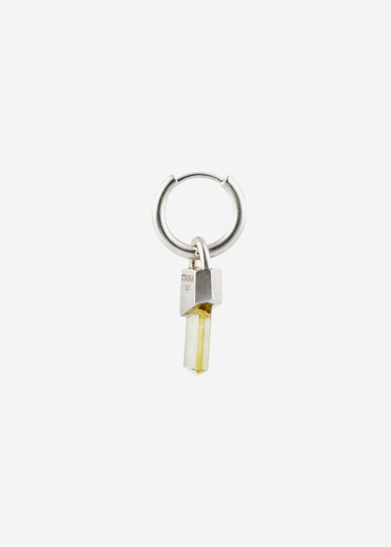 silver mono earring with yellow quartz Earring Classic with Wild Crystal