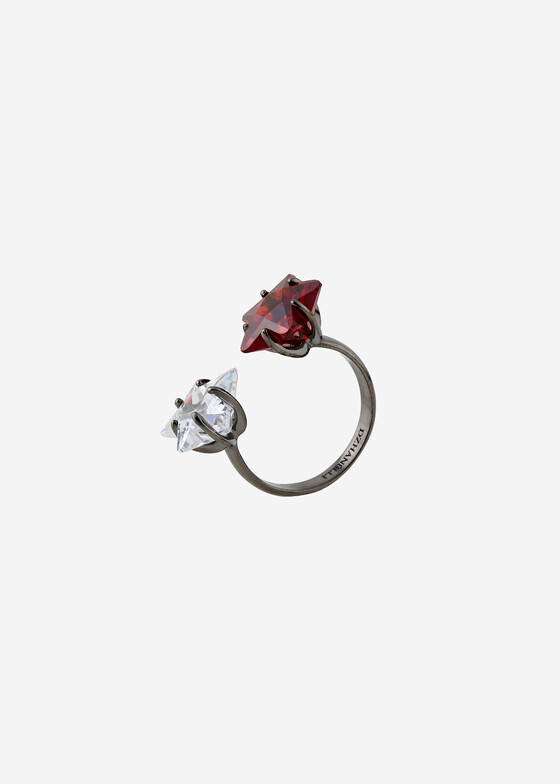 Открытые кольца Dzhanelli Jewellery Кольцо из серебра с фианитами «Две кремлевские звезды» SOVIET MEMORIES II