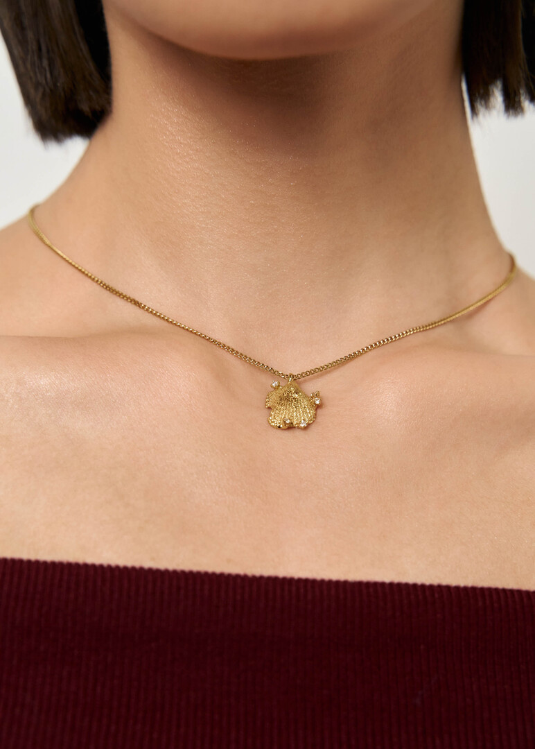 Gilded silver necklace with an irregular seashell