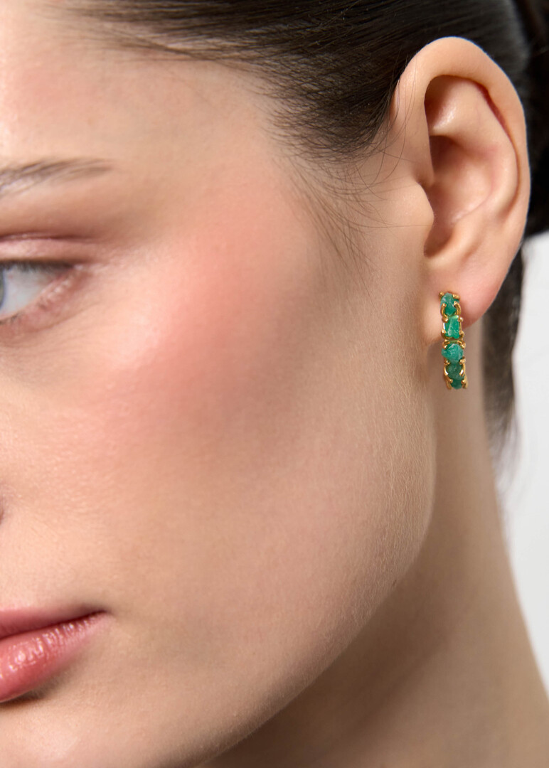Gold-plated Tennis Hoop Earrings