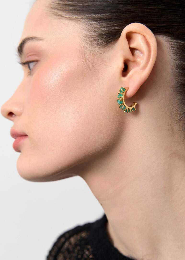 Gold-plated Tennis Hoop Earrings