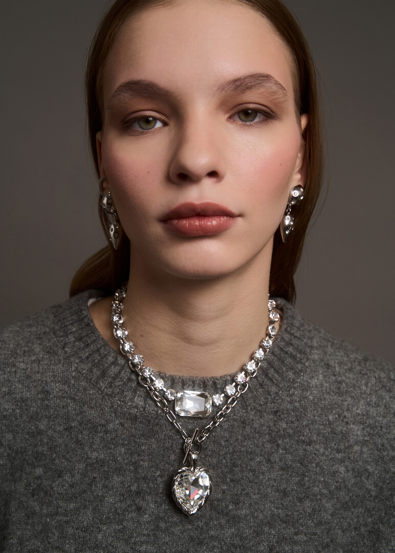 Large necklace made of round crystals
