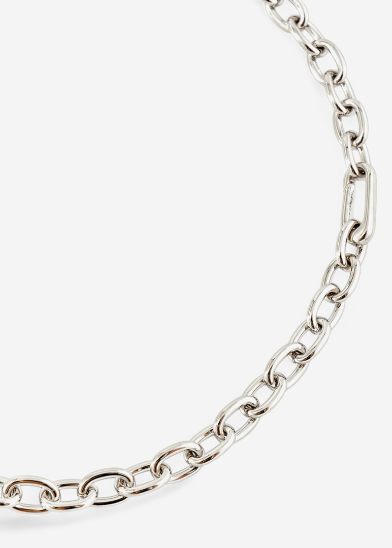 silver chain with a large crystal heart