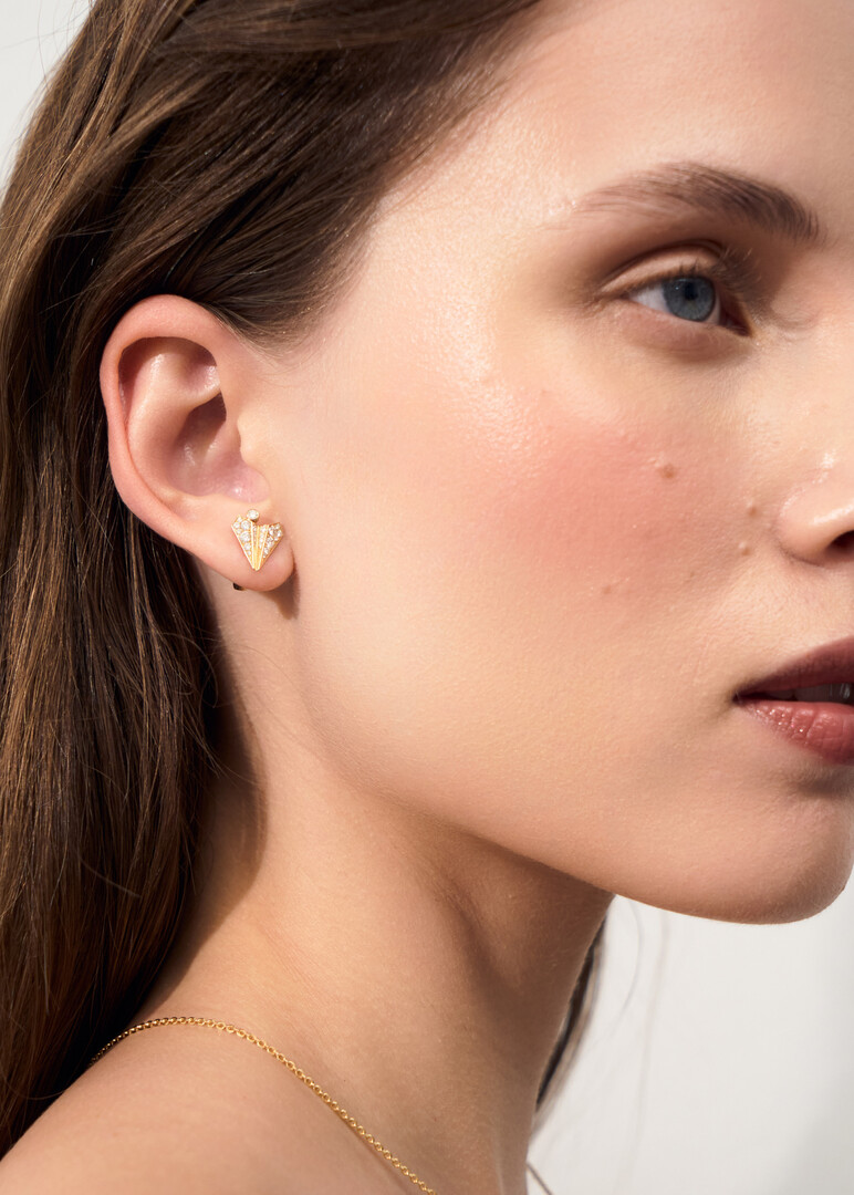 gold diamond earrings from «Diamond Airplanes» collection