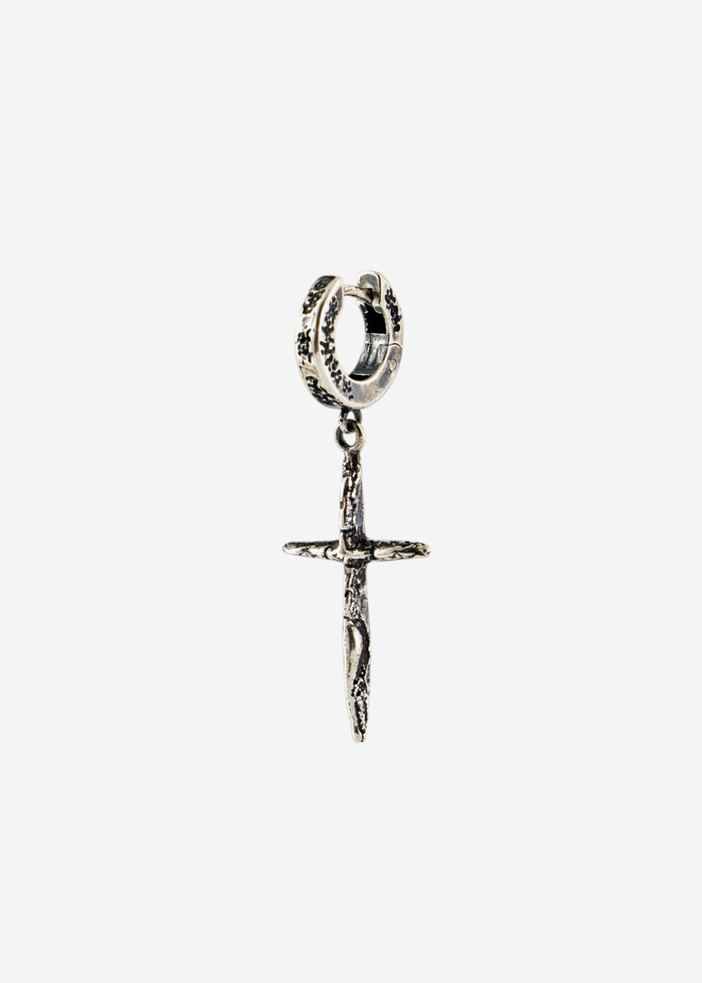 silver single earring CROSS EARRING