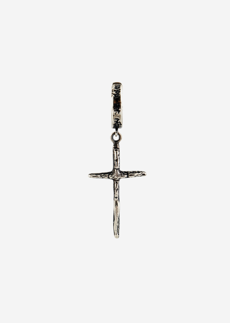 silver single earring CROSS EARRING