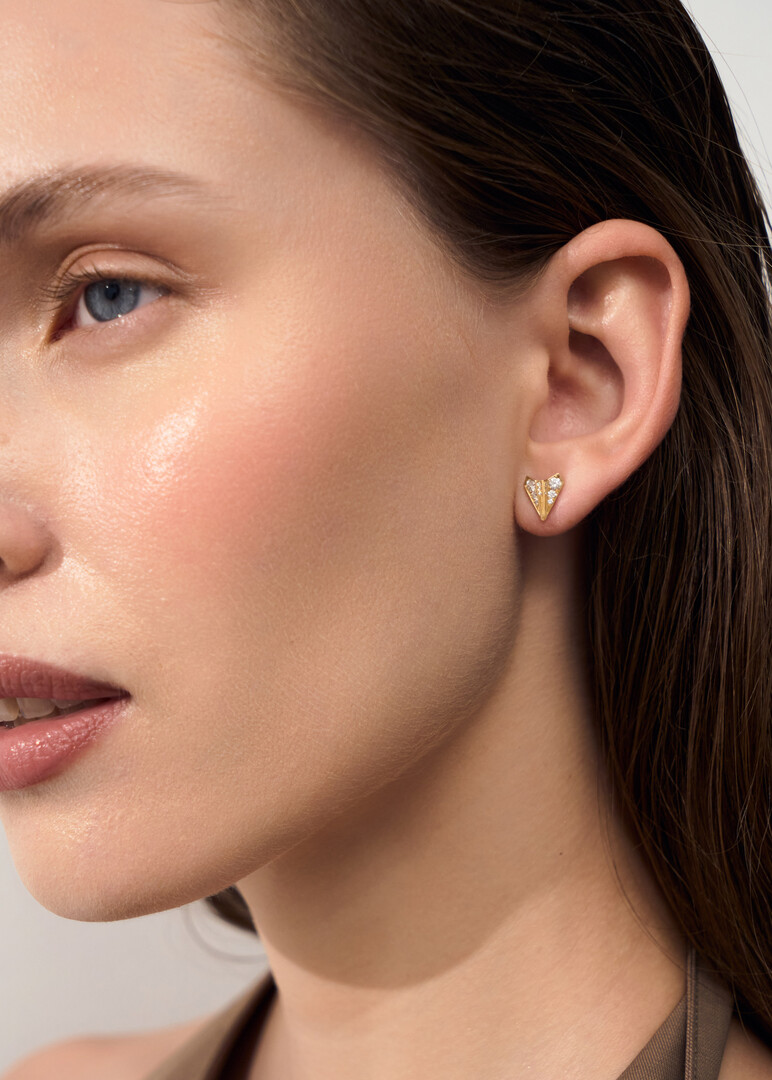 gold diamond earrings from «Diamond Airplanes» collection