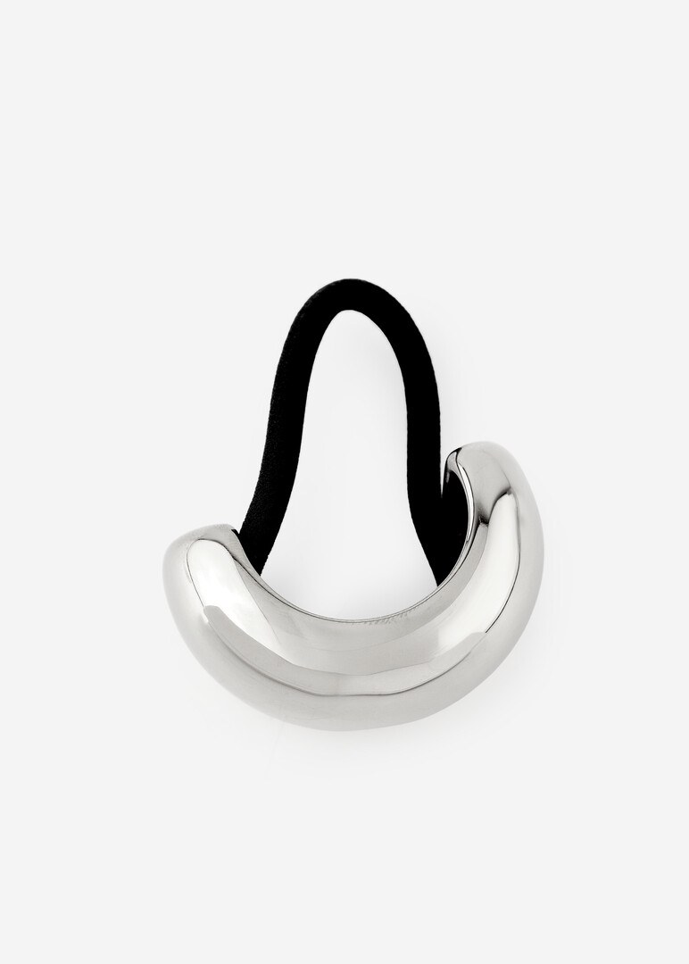 hair tie with silver-tone semi-ring