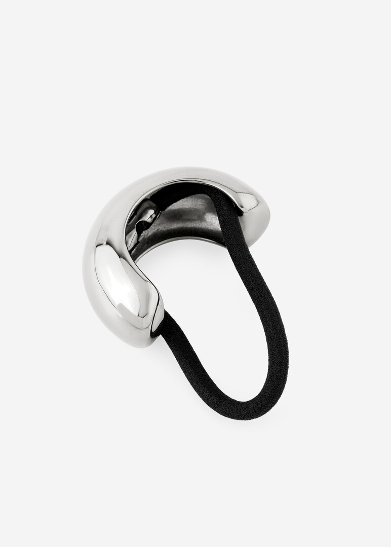hair tie with silver-tone semi-ring