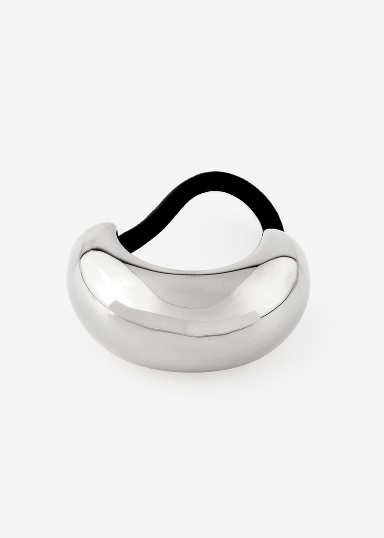 hair tie with silver-tone semi-ring