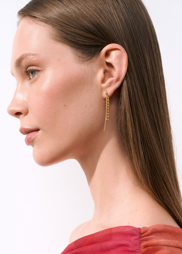 gold-tone chain earrings