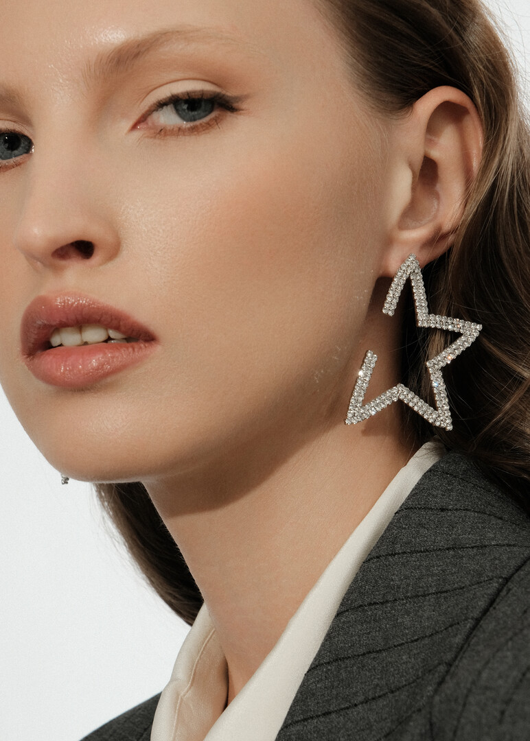 Silver Semi-star Earrings